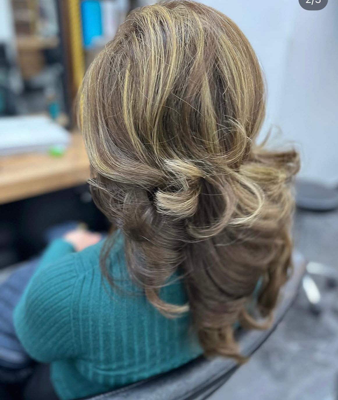 Styled updo with highlights by Alfiya, Finchley Central